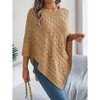Coolmee Women's Versatile Knitted Cape Shawl Wrap Cardigan for Women Elegant Wrap V Neck Cable Knit Hollow Out Pullover Sweater Jumper Top XL Khaki - 4 of 4