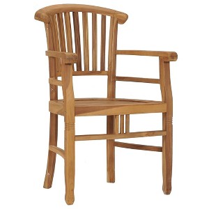 vidaXL 2-Piece Patio Chairs Set in Solid Teak Wood, Weather Resistant Backyard Garden Dining Furniture, Easy Assembly, Brown - 1 of 4