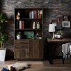 HOMES: Inside + Out 69.8" Tappan Bookcase with Cabinet Reclaimed Oak: Farmhouse Style, 5 Shelves, 2 Drawers - 2 of 4