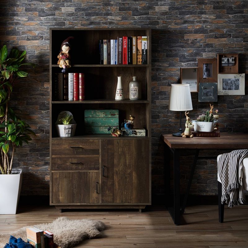 69.8&#34; Tappan Bookcase with Cabinet Reclaimed Oak - HOMES: Inside + Out, 3 of 10