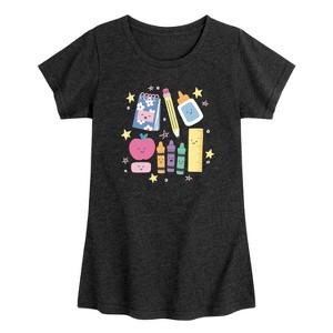 Girls' - Instant Message - School Icons -Toddler Girls Short Sleeve T-Shirt Short Sleeve Graphic T-Shirt - 1 of 3