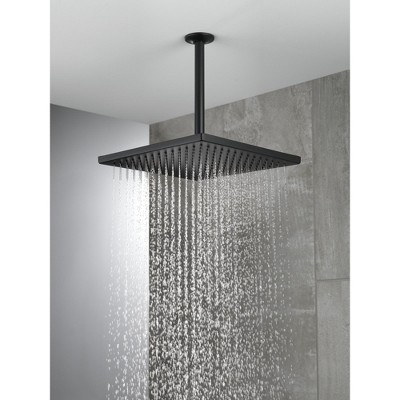 Matte Black Square Metal Ceiling Mount Rain Shower Head