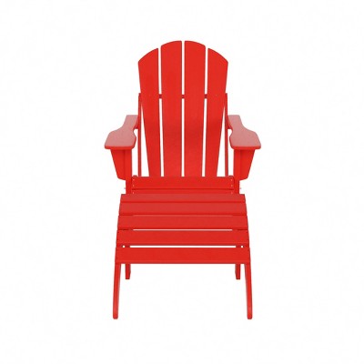 WestinTrends Malibu HDPE Outdoor Patio Folding Poly Adirondack Chair with Ottoman (2-Piece Set)