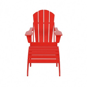 WestinTrends Malibu HDPE Outdoor Patio Folding Poly Adirondack Chair with Ottoman (2-Piece Set) - 1 of 4