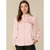 INSPIRE CHIC Women's Puff Long Sleeve Point Collar Vintage Button Work Satin Shirt - 2 of 4