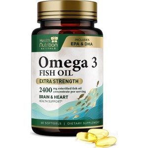 Omega 3 Fish Oil Softgels Extra Strength 2400mg EPA & DHA Heart & Brain Health - 60 Softgels;120 Softgels - 1 of 4
