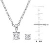 EVERLY JEWELRY | Brass 3 4/5 CT TW Cushion-Cut Cubic Zirconia Stud Earrings and Pendant with Chain Set- 18 in - 2 of 3