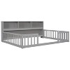 NicBex Full Size Wood Montessori Bed with Side Bookcase and Shelves,Floor Bed Frame with Safety Guardrails,Modern Toddler Bed for Bedroom,Grey - 4 of 4