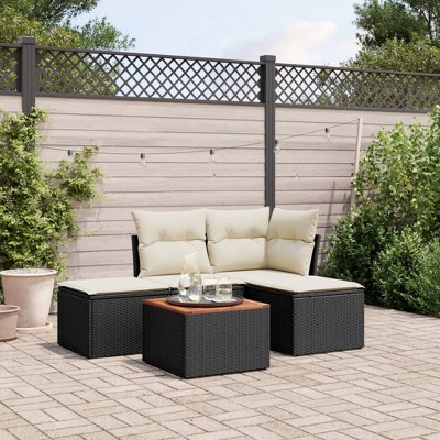 5 Piece Patio Sofa Set with Cushions  Poly Rattan vidaXL