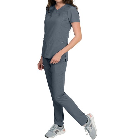 Medgear Celeste Women's Stretch Scrubs Cross Over Neckline Top and Slim Leg Pants - image 1 of 4