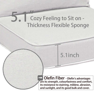 Linen Silver Olefin Outdoor Deep Seat Chair Cushion Set with Lumbar Pillows