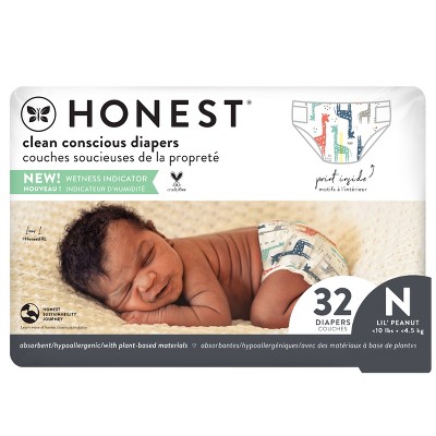 The Honest Company Disposable Diapers - Giraffes - Size Newborn - 32ct