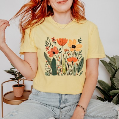 Simply Sage Market Orange Wildflowers Garment Dyed Tee