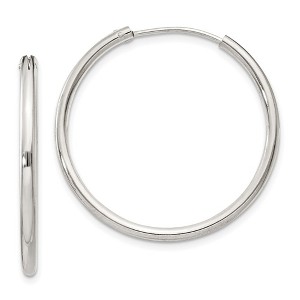 Black Bow Jewelry 2mm, Sterling Silver, Endless Hoop Earrings - 29mm (1 1/8 Inch) - 1 of 4