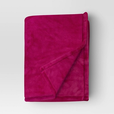 Solid Colored Plush Throw Blanket Magenta - Room Essentials™