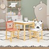 ORRD 5-Piece Kids Table & Chair Set, Wooden Cartoon Animal Table with 4 Chairs for Ages 3-8 (Large Table) - 4 of 4