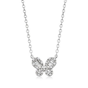 Pure Collection by Ross-Simons 0.15 ct. t.w. Diamond Butterfly Necklace in Sterling Silver Size 16 - 1 of 4