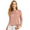 INSPIRE CHIC Women's Elegant Lace Sleeve Scalloped Trim Summer Casual Chiffon Blouse - 2 of 4