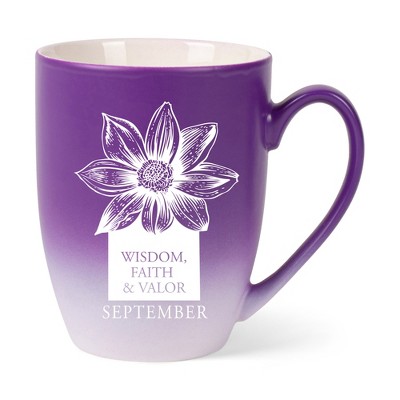 Elanze Designs Wisdom Faith And Valor Two Toned Ombre Matte Purple and White 12 ounce Ceramic Stoneware Coffee Cup Mug