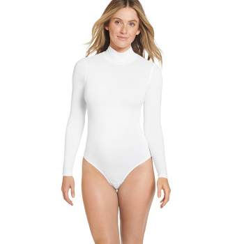 Allegra K Women's Square Neck Leotard Jumpsuit Shapewear Tummy Control  Slimming Long Sleeve Full Bodysuit White S : Target