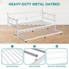 Daybed with Trundle, Metal Frame with Pull Out Sleeper & Premium Steel Slats, Multifunctional Platform Bed for Bedroom, Living Room, Guest Room - 3 of 4