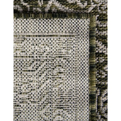 Green Rectangular Stain-Resistant Outdoor Area Rug