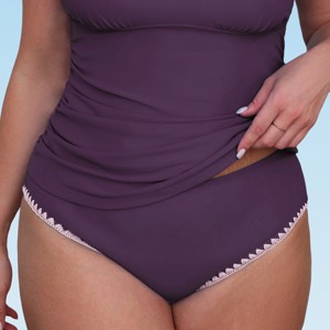 Women's Plum/Olive Mid-Rise Bikini Bottoms - Cupshe - 1 of 3