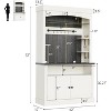 Nasitip 72" White Coffee Bar Cabinet with LED Lights, Farmhouse Buffet Hutch with Microwave Stand, Wine Rack & Storage Shelves - 3 of 4