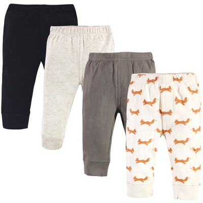 Touched by Nature Baby and Toddler Boy Organic Cotton Pants 4pk, Fox, 3-6 Months