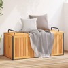 vidaXL Patio Cushion Box/Garden Storage - Solid Wood Acacia & Steel - 43.3"x17.7"x16.5"/20.9", Outdoor Bench, Brown for Garden/Patio/Deck - 2 of 4