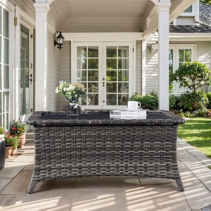 Gymojoy Outdoor Rattan Side Table Patio Wicker Coffee Table - 1 of 4