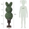 38 Inch Artificial Rabbit Shaped Topiary, UV Resistant Faux Rabbit Potted Plant with Beige Bow for Indoor Outdoor Porch Living Room - 4 of 4