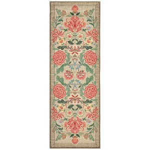 Washable Botanical Floral Print Living Room Rugs Retro Accent Vintage Throw Carpet for Bedroom Dining Room - 1 of 4