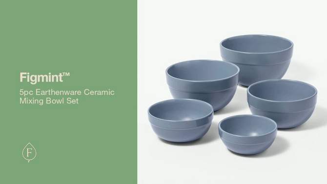 5pc Earthenware Ceramic Mixing Bowl Set - Figmint™, 2 of 10, play video
