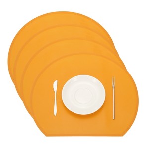 Unique Bargains Silicone Heat Resistant Waterproof Oil Proof Semicircle Placemats - 1 of 4