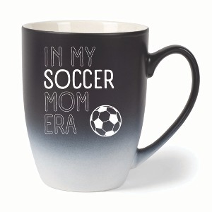 Elanze Designs In My Soccer Mom Era Two Toned Ombre Matte 10 ounce New Bone China Coffee Tea Cup Mug For Your Favorite Morning Brew, Black and White - 1 of 4