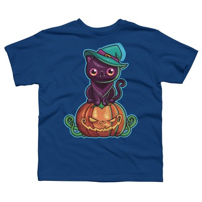 Boy's Design By Humans Ferociously Cute Halloween Vampire Witch Kitty Cat By LittleBunnySunshine T-Shirt