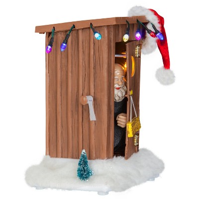 Gemmy Animated Outhouse w/Santa Claus Brown, brown