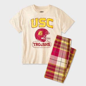 Boys' USC Football Short Sleeve T-Shirt and Pants Pajama Set - Beige - 1 of 4