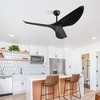 Wanze of Ocean 52 in. Modern Black Indoor 6-Speed Balck Blades Downrod Mount Ceiling Fan with Remote and 3-Size Adjustable Downrods - 2 of 4