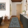 Washable Kitchen Runner Rug, Black Non-Slip Vintage Floral Print, Stain-Resistant Low Pile Accent Carpet for Bedroom, Laundry, Bathroom - 3 of 4