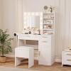 Acekool White Vanity Desk with LED Lighted Mirror, Power Outlet, 3 Drawers, USB Ports, Storage Cabinet & Stool for Bedroom or Dorm - 2 of 4
