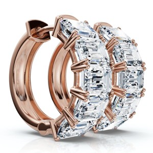 Pompeii3 6Ct Emerald Cut Diamond Hoops 14k Gold Lab Created Earrings - 1 of 2