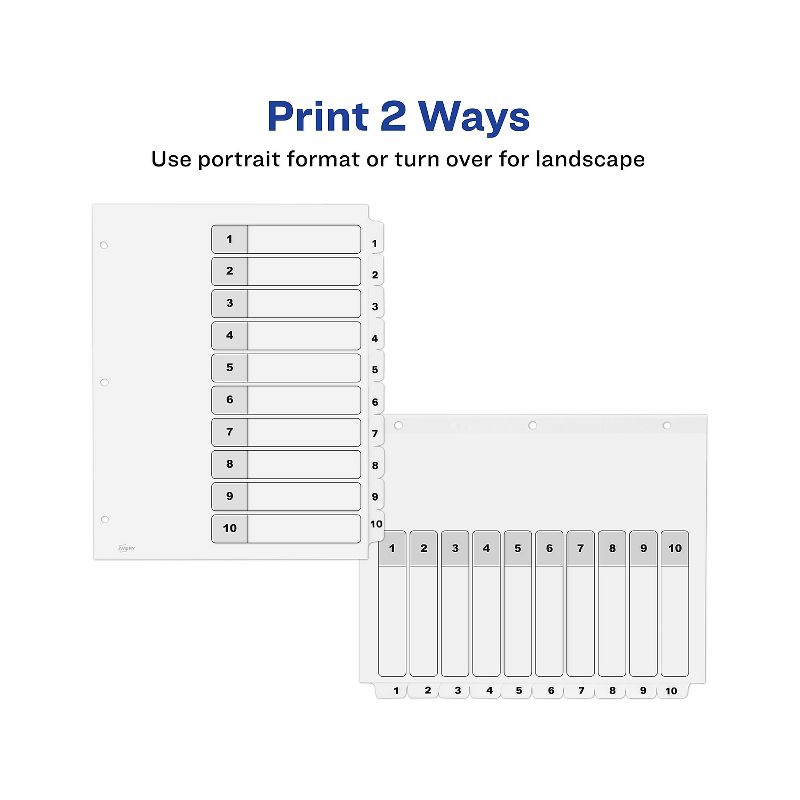 Avery Pre-Printed 10-Tab Numeric Dividers Customizable 11823, 4 of 9