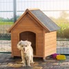 BENCMATE Pet Crates and Houses Premium Outdoor Dog House with Waterproof Roof, Elevated Wooden Shelter for Ultimate Comfort, Brown, 40.6"*29.1"*7.7" - 2 of 4
