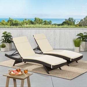 Christopher Knight Home Salem Outdoor Wicker Armless Adjustable Chaise Lounges with Cushion (Set of 2) - 1 of 4