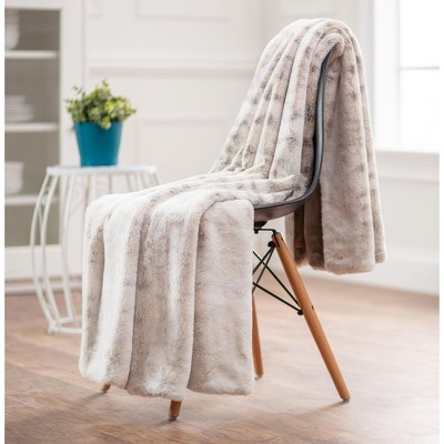 Snow Leopard Faux Fur and Sherpa Reversible Throw Blanket 50" x 65"