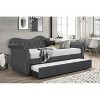 NicBex Daybed with Trundle, Upholstered Velvet Day Bed Frame with Crystal Tuftd Backrest , Sofa Bed with Nail Head Trim Design - 2 of 4