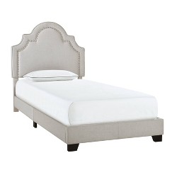 Details about   Home Fare Tufted Arch Upholstered Queen Platform Bed in Beige 