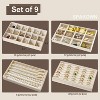 Set of 9 Adjustable Velvet Jewelry Trays, Stackable Drawer Organizer Inserts for Necklaces, Earrings & Rings, Beige - 2 of 4
